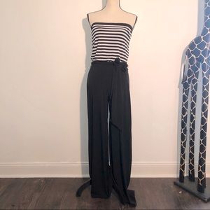 White House Black Market striped strapless wide leg jumpsuit